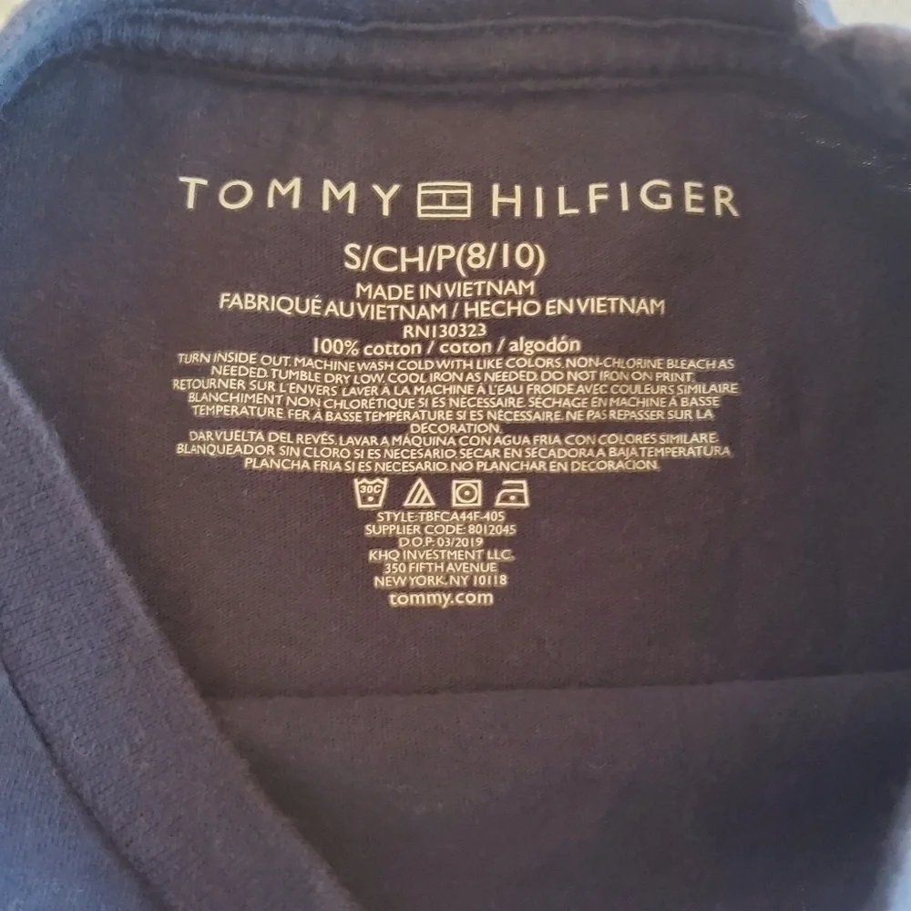 K1041 * Tommy Hilfiger Boys Logo Tee Blue Size S (8/10) - Picture 4 of 6
